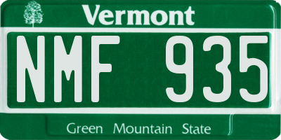 VT license plate NMF935