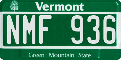 VT license plate NMF936