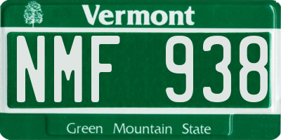 VT license plate NMF938