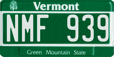 VT license plate NMF939