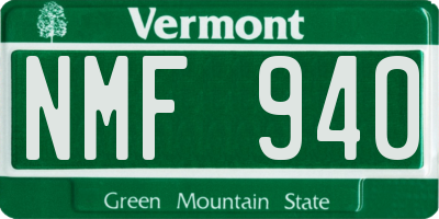 VT license plate NMF940