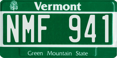 VT license plate NMF941