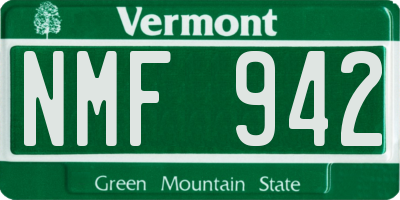 VT license plate NMF942