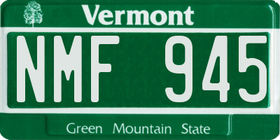 VT license plate NMF945
