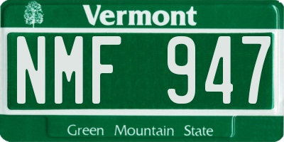 VT license plate NMF947