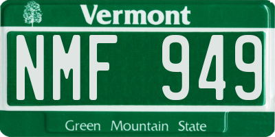 VT license plate NMF949