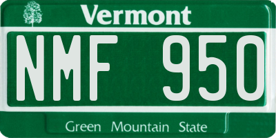 VT license plate NMF950