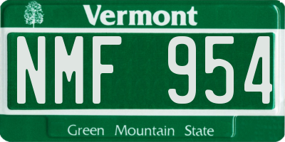 VT license plate NMF954