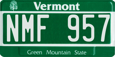 VT license plate NMF957