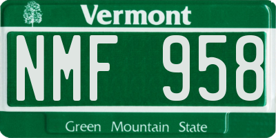 VT license plate NMF958