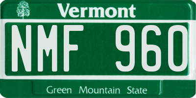 VT license plate NMF960