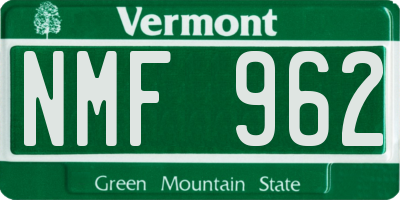 VT license plate NMF962