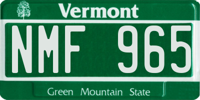 VT license plate NMF965