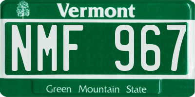 VT license plate NMF967