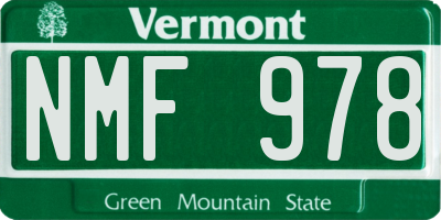 VT license plate NMF978