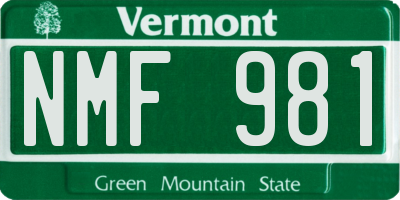 VT license plate NMF981