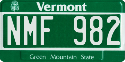 VT license plate NMF982