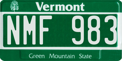 VT license plate NMF983