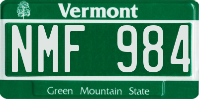 VT license plate NMF984