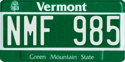 VT license plate NMF985