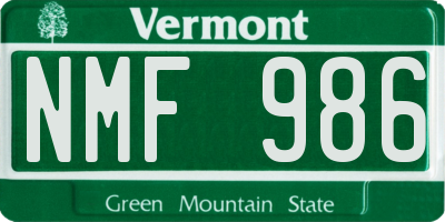 VT license plate NMF986