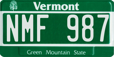 VT license plate NMF987
