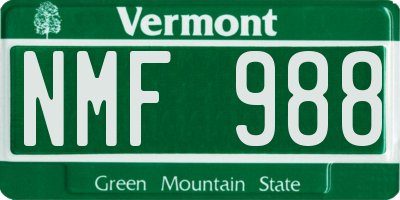VT license plate NMF988