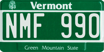 VT license plate NMF990