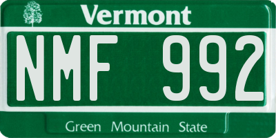 VT license plate NMF992