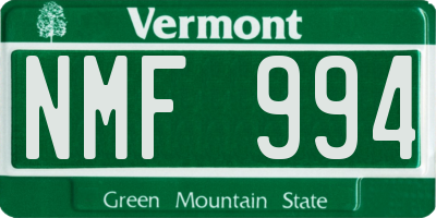 VT license plate NMF994