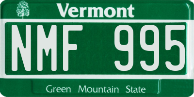 VT license plate NMF995