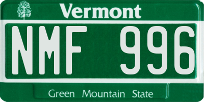 VT license plate NMF996