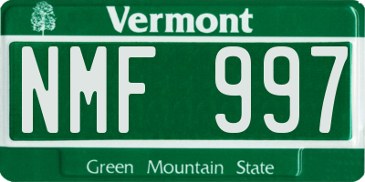 VT license plate NMF997