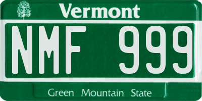 VT license plate NMF999