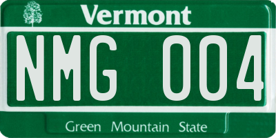 VT license plate NMG004