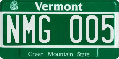 VT license plate NMG005