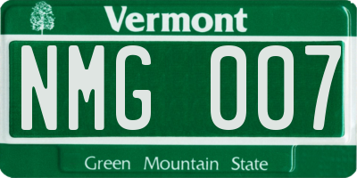 VT license plate NMG007