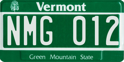 VT license plate NMG012
