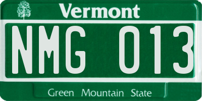 VT license plate NMG013