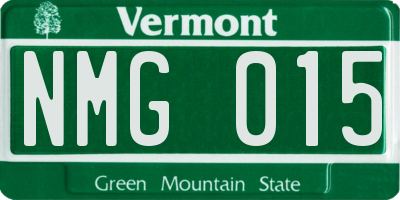VT license plate NMG015
