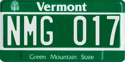 VT license plate NMG017