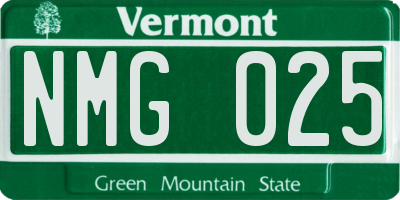 VT license plate NMG025
