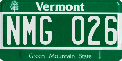 VT license plate NMG026
