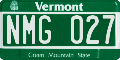VT license plate NMG027
