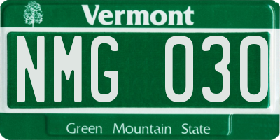 VT license plate NMG030