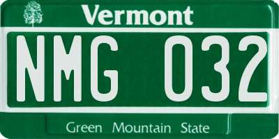 VT license plate NMG032