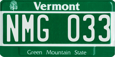 VT license plate NMG033