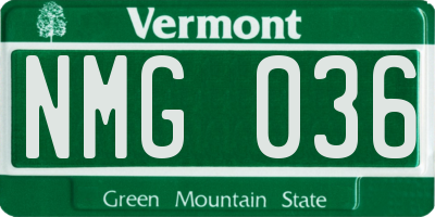 VT license plate NMG036