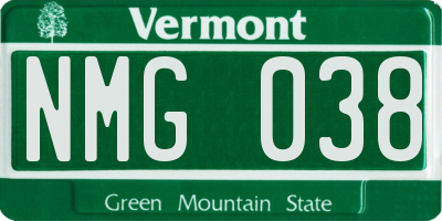 VT license plate NMG038