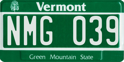 VT license plate NMG039